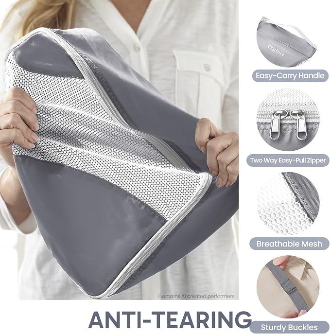 OlarHike 10 Set Packing Cubes for Travel,Gifts for Women Mom,Anti-Tearing Suitcase Organizer,with Over 1000 pcs Mesh Holes,Vacation Essentials & Accessories for Cruise Ship - Image 5