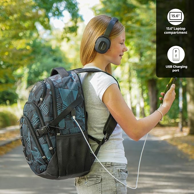 Swissdigital Laptop Backpack with USB Charging Port, Travel Backpack Fits 15.6 inches Computer, 31L Backpack for Men, Dark Green | SD803-96 - Image 2
