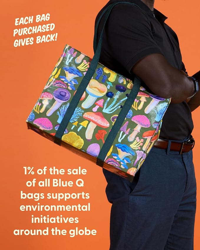 Blue Q Reusable Shoulder Tote Bag – Carry Everywhere Bag with a Hefty Zipper, Durable, Fun Design, 95% Recycled Material - Image 6
