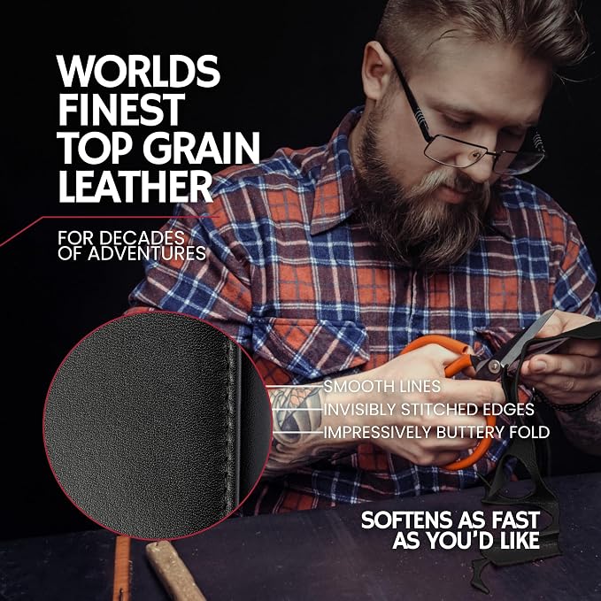 BULL GUARD RFID Leather Trifold Wallets for Men ID Window, Secret Pocket, Black - Image 5
