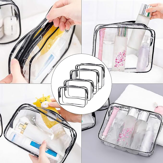 Clear Toiletry Bag Quart Size Bag Travel Makeup Cosmetic Bag PVC Toiletries Cosmetic Pouch for Women Men 3PCS (2M+2S) - Image 5
