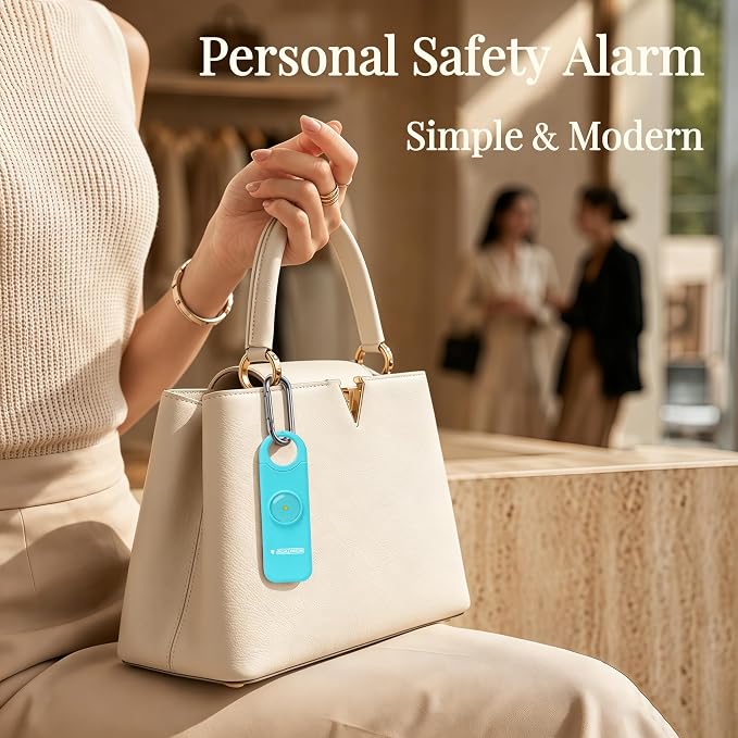 Rechargeable Personal Safety Alarm for Women | 130dB Loud Siren & Strobe Light & Low Battery Notice, Emergency Keychain Alarm for Self Defense (Aqua) - Image 3