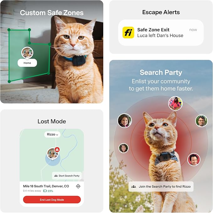 Fi Mini Attachable GPS + Activity Tracker for Cats, 6-Month Membership | Smart GPS collar attachment with virtual fences, escape alerts, health and step tracking. Lightweight and waterproof. - Image 4