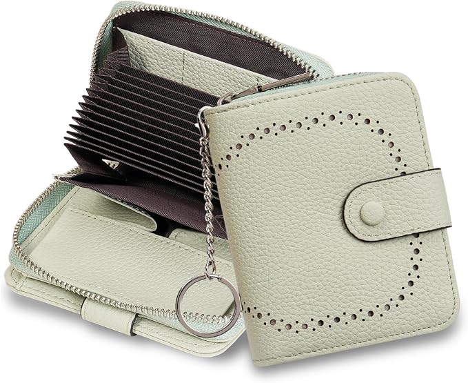 GAEKEAO Women's Leather Wallet RFID Blocking Card Holder with Many Compartments Small Purse with Zipper Key Chain Wallets - Image 7