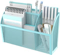 DALTACK 3-Grid Magnetic Pencil Holder, Strong Magnet Locker Organizer, Blue | Mesh Magnetic Shelf, Marker Holder Perfect for Whiteboard, Refrigerator and Locker Accessories by DALTACK