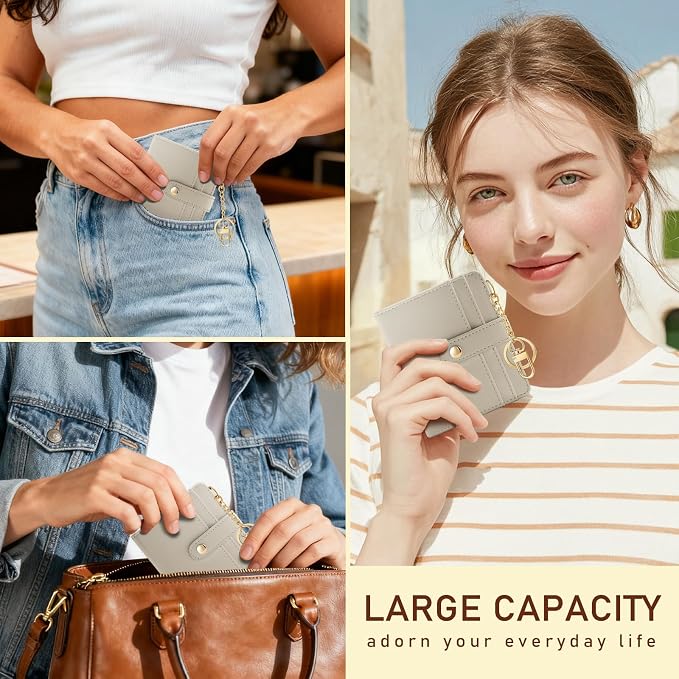Jogjam Grey Small Women Wallet, Rfid Slim Thin Compact Credit Card Holder | PU Leather Bifold Cash Zipper Coin Pocket ID Window, for Female Ladies Teen Girls Girly Gifts - Image 2