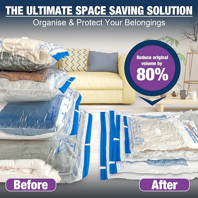 XXL Jumbo Vacuum Seal Storage Bags Extra Large for Clothing Bedding | 47''X35'', Airtight Triple Seal, Save 80% Space, Hand Pump, Work with Vacuum, Double Zip, Reusable, Easy to Use, 6 pack - Image 3