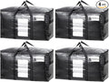 TAILI 4 Pack Black Extra Large Moving Bags,Storage Bag with Visible Window | 93L Heavy Duty Totes For Storage,Wrap Around Handles,Alternative to Moving Boxes, College Dorm,Perfect for Moving by TAILI