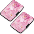 Mayski 2 Pack Credit Card Holder for Women RFID Blocking Wallet, Pink Lotus | Card Wallets for Women Small Mini Business Metal Accordion Aluminum Alloy Hard Case for Men by SLIMELEGANCEPERSONIFIED