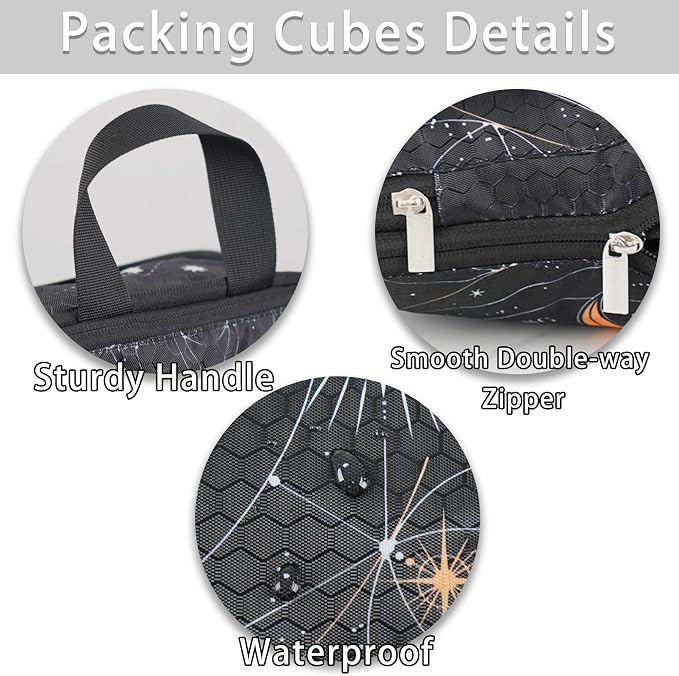8 Pcs Compression Packing Cubes Travel for Suitcases, Waterproof Luggage Organizer Washable Storage Bags Set for Backpack Travel- Packaging Cubes for Carry-Ons and Storage - Image 5