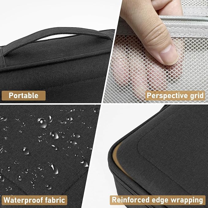 AKOZLIN Cable Organizer Bag, Padded Electronic Organizer Travel Case | Double Layer Cord Organizer Case 3pcs/set, DJ Cable File Accessories Bag with Adjustable Divider, Black - Image 5