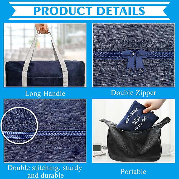 Travel Bag Foldable Duffle Carry on Tote Weekender Overnight Luggage Bag | Travel Bag Carry on Nylon Lightweight Foldable Duffle Tote for Sports Gym Weekender Overnight (With Waterproof Pouch) - Image 5