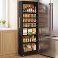 Tribesigns 73" Tall Slim Storage Cart on Wheels, 7-Tier Narrow Pantry Cabinet, Rolling Skinny Spice Rack Organizer Next to Fridge, Wooden Pull-Out Storage Shelf for Kitchen Small Spaces, Black by Tribesigns