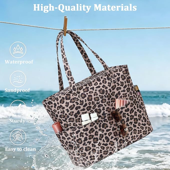 LEDAOU Large Beach Bag for Women, Waterproof Sandproof Tote Bag with Zipper | 36L Pool and Swim bag with Zipper, Wet/Dry pocket and 7 Pockets for Beach Days, Cruises, Vacations and Family travel - Image 7