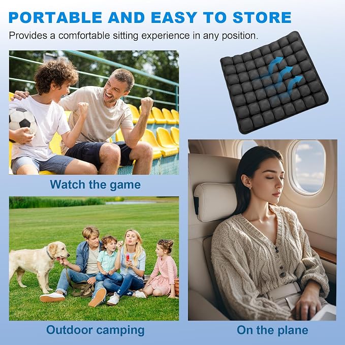 Travel Seat Cushion, Airplane Seat Cushion for Long Flights, Easy to Carry, 3D Inflatable Cushion for Wheelchair, Travel,Driving,Office Work - Image 8