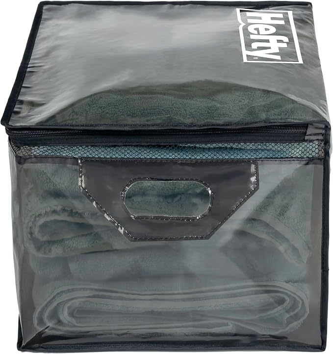 Hefty Large Flexible Tote with Breathable Mesh, Double Zipper, 2 Handles – Ideal for Moving or Clothes & Apparel Storage, Alternative to Plastic Bin, Organizer or Container – 2 Pack - Image 7