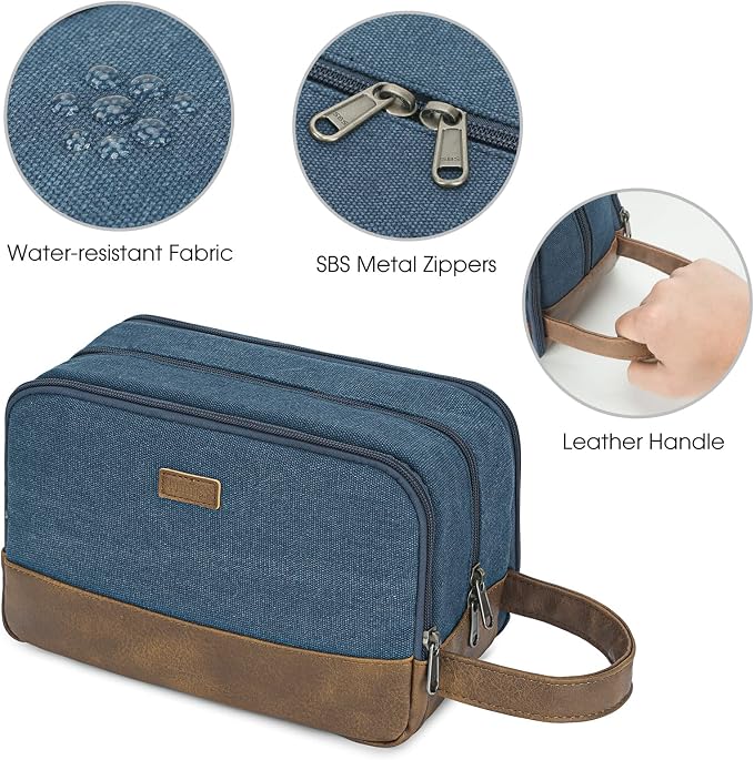 WANDF Travel Toiletry Bag for Men, Canvas Shaving Dopp Kit | Wet Separation, Water-Resistant Fabric, Travel Bag for Toiletries, Shaving Accessories, Weekend Trips - Image 6
