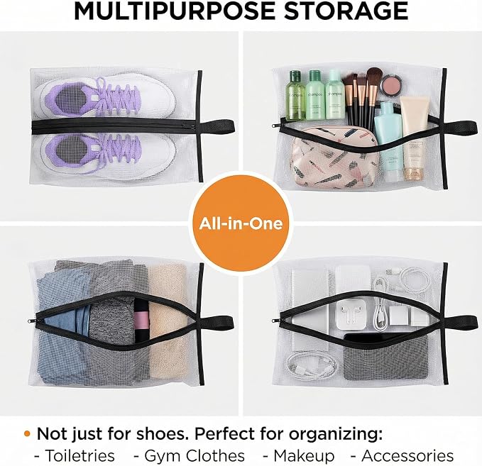 12 Pcs Shoe Bags for Travel, Waterproof Travel Shoe Bag with Zipper & Handle Portable Shoe Storage Bag Portable Boots Organizer for Men Women - Image 7