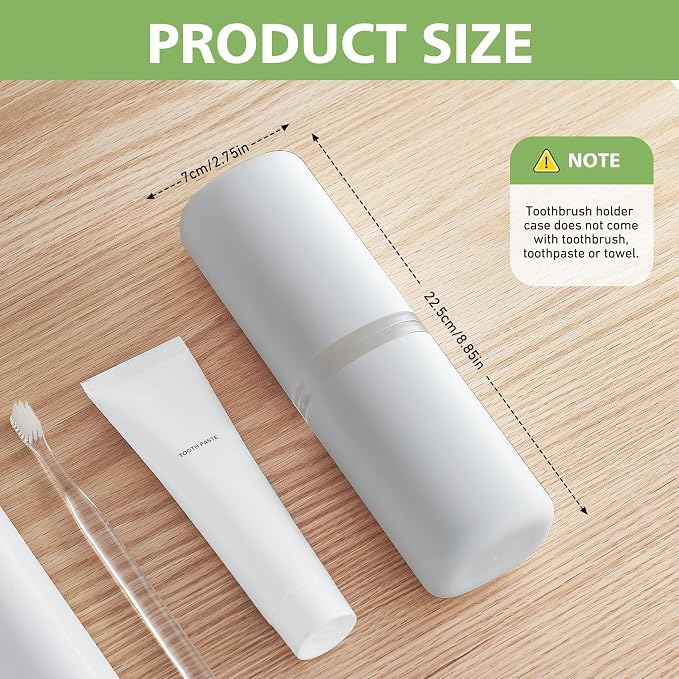 Travel Toothbrush Case, Portable Tooth Brush Holder and Toothpaste Cover Container with Mouthwash Cup, Compact Oral Clean Tools Organizer for Traveling/Camping/School/Home (Grey, Extra Large) - Image 7