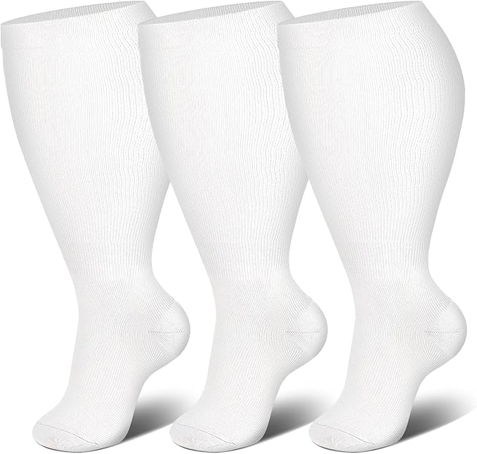 Genovega 3 Packs Wide Calf Compression Socks for Women Men Knee Hight S/M-4XL for Gifts by genovega
