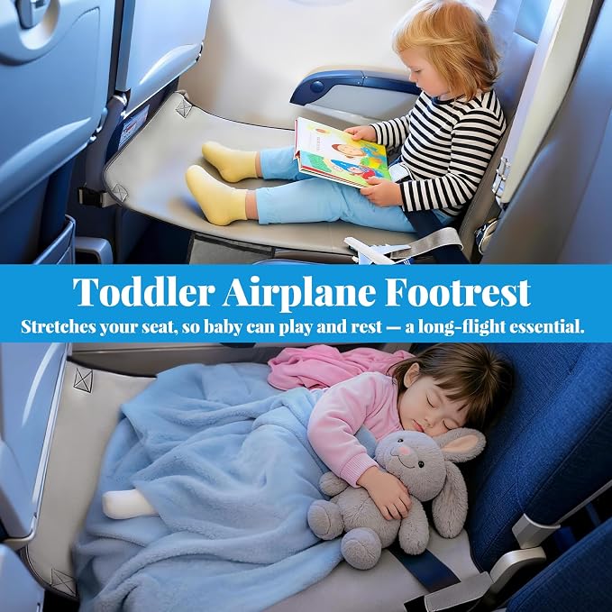 Toddler Airplane Bed, Baby & Kids Travel Seat Extender for Plane Flights | Ultra-soft minky fabric, quick setup, roomy 30.7"x19.3" rest zone, lightweight 0.63 lbs, travel-ready with storage pocket. - Image 5