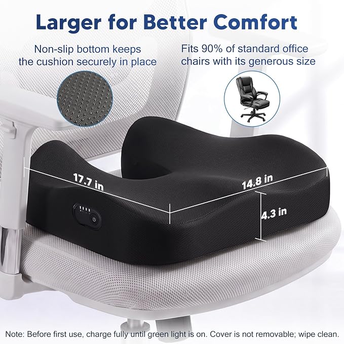 Smart Seat Cushion with Built-in Reminder & Memory Foam for Office Chair, Ergonomic Chair Cushions for Hip, Coccyx, Tailbone, Sciatica Pain Relief - Image 5
