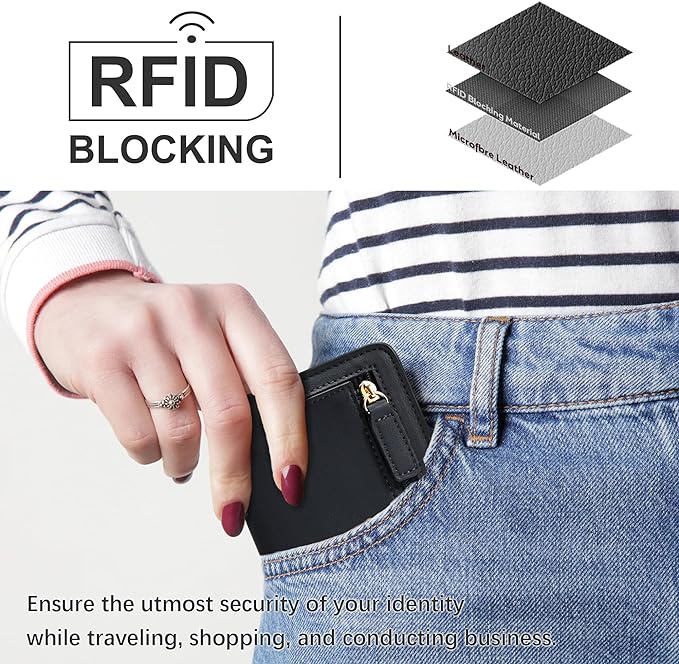 Gostwo Small Wallet for Women, Slim Bifold Credit Card Holder, Compact RFID Blocking Cash Wallet, Billfolds Thin Leather Zipper Pocket, Mini Wallet Gift for Ladies Teen Girls Travel with ID Window - Image 2