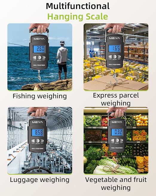 MEIYA Digital Fish Scale & Fishing Scale with Comfortable Handle - 110lb/50kg High-Accuracy Fishing Gear, Professional Fishing Gifts for Men, Comfort-Grip Hanging Scale for Large Fish, Luggage - Image 6
