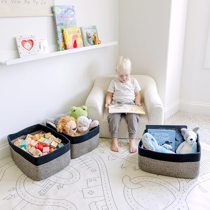 NaturalCozy Storage Baskets 16.8”x13”x7.6” Cotton Rope Woven Baskets for Organizing 3-Pack | Toy Storage Bins | Basket for Shelves, Laundry, Blanket, Clothes, Closet, Kitchen, Bathroom, Gifts - Image 7