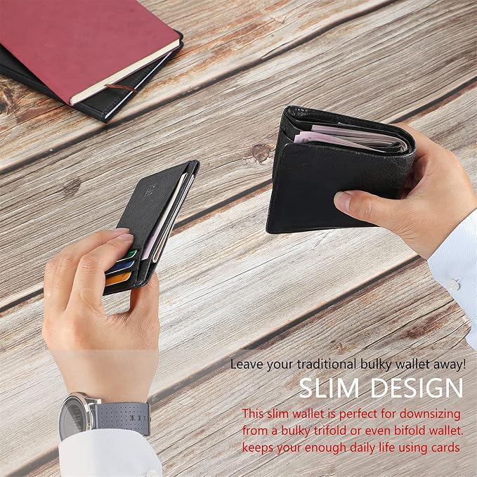 GH GOLD HORSE Slim RFID Blocking Card Holder Minimalist Leather Front Pocket Wallet for Women | Slim - Image 4