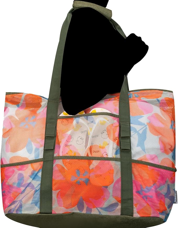 KABAQOO Mesh Beach Bag, Extra Large Beach Bags with 9 Pockets & Zipper Waterproof Lightweight Beach Tote for Beach/Pool Trip - Image 6