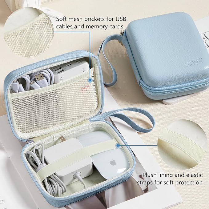 Charger Case for Macbook, Portable Tech Electronic Organizer Bag, Small Travel Storage Pouch for Laptop Accessories, MacBook Power Adapter, Charging Cords, USB Drives, Power Bank (Blue, L) - Image 3