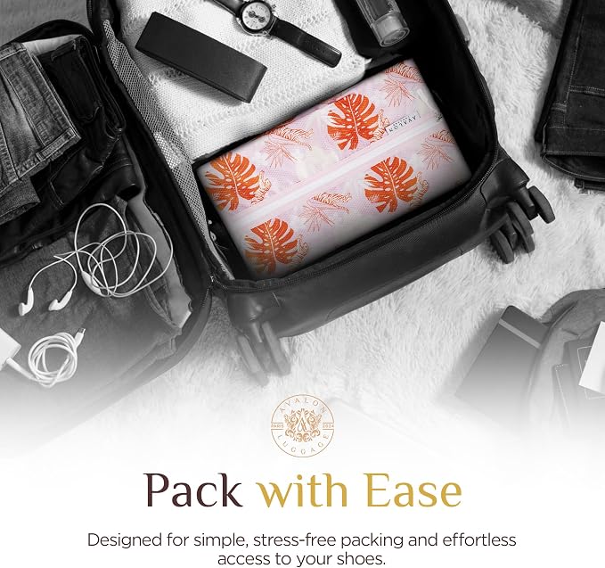 Shoe Bags for Travel - Footwear Organizer for Suitcases, Gym, Work Trips (Pink Tiger) - Image 6