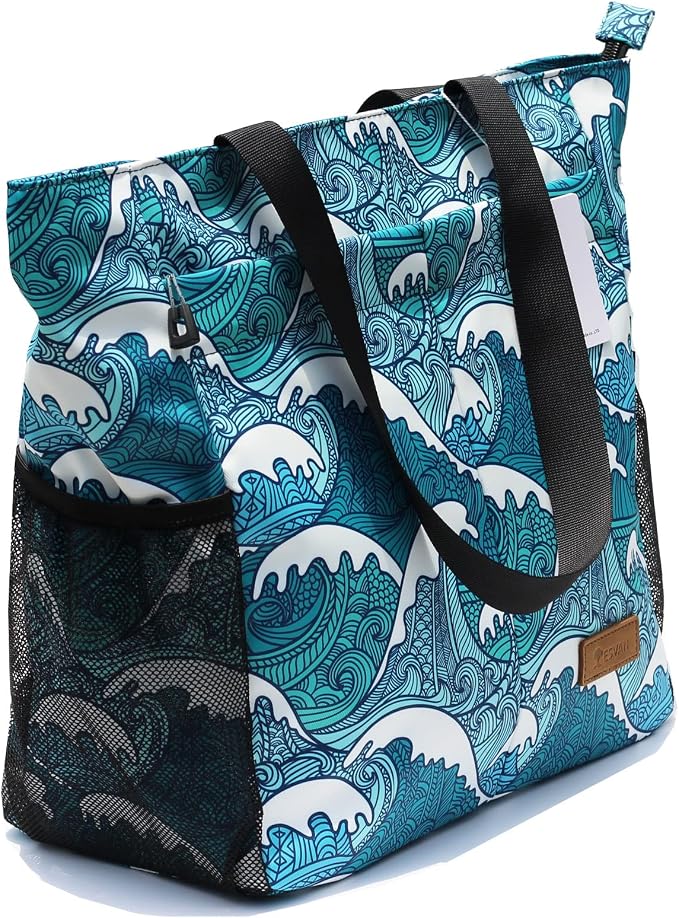 ESVAN Original Floral Tote Bag Large Shoulder Bag with Multi Pockets for Gym Travel Beach Daily Bags - Image 7