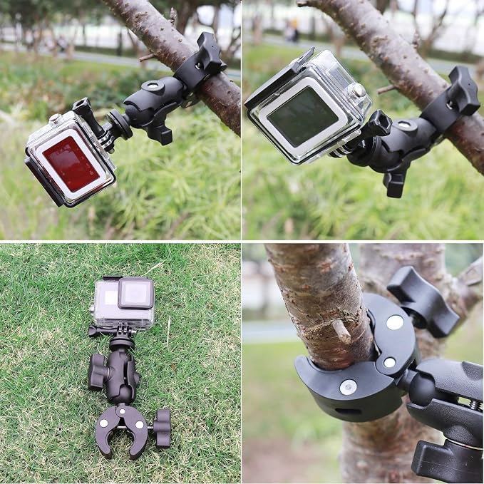 Super Camera Clamp Mount Double Socket Arm | 1/4"-20 Ball Head Adapter for GoPro AKASO DJI Action Insta360 or DSLR Digital Camera Monitor/LED Lights/ - Image 7