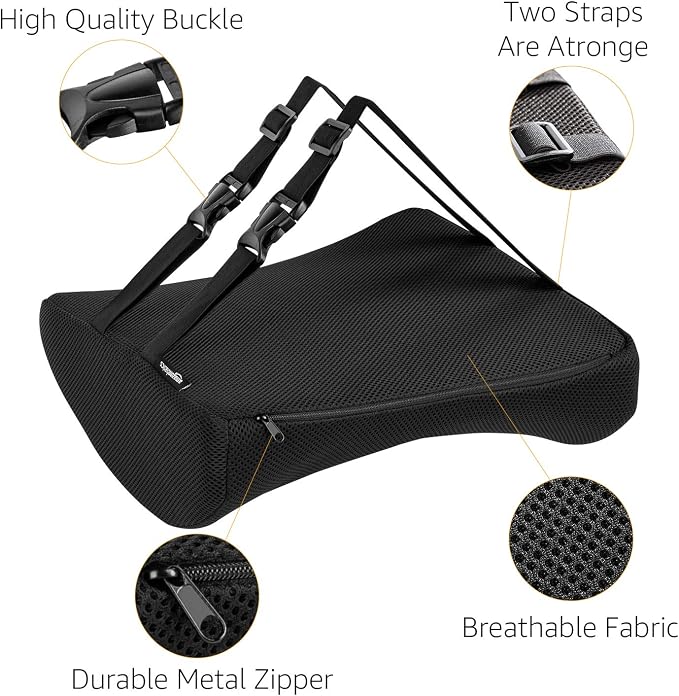 Amazon Basics Comfortable Seat Cushion & Lumbar Support for Office Chairs, Memory Foam with Cooling Gel, Non-Slip, Black - Image 3