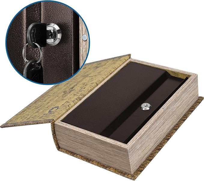 Barska Antique Map Book Safe with Key Lock – Hidden Diversion Lock Box with Magnetic Closure – Concealed Steel Compartment for Cash, Jewelry, Valuables – Home or Office Security Hidden Book Safe - Image 2