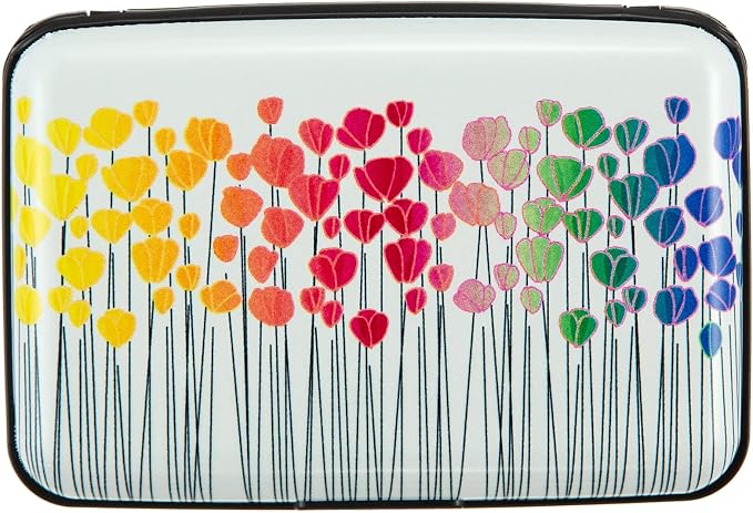 Credit Card Holder, Metal Card Wallet RFID Blocking Mini Slim Aluminum Business Hard Card Case for Women Men (Colorful Flowers) by Kaabao