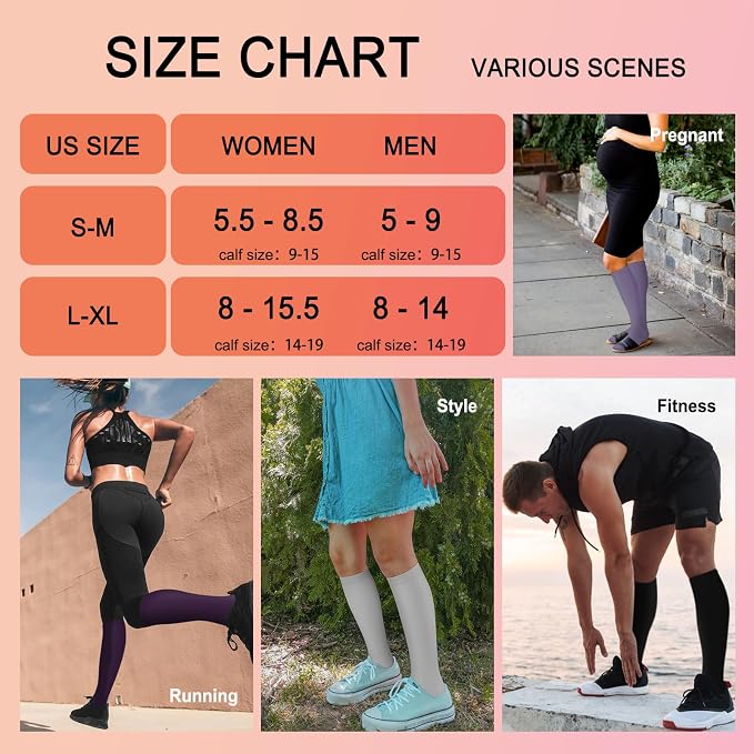 4 Pairs Compression Socks for Women Circulation-Best Support for Nurses,Running,Athletic,Travel - Image 6