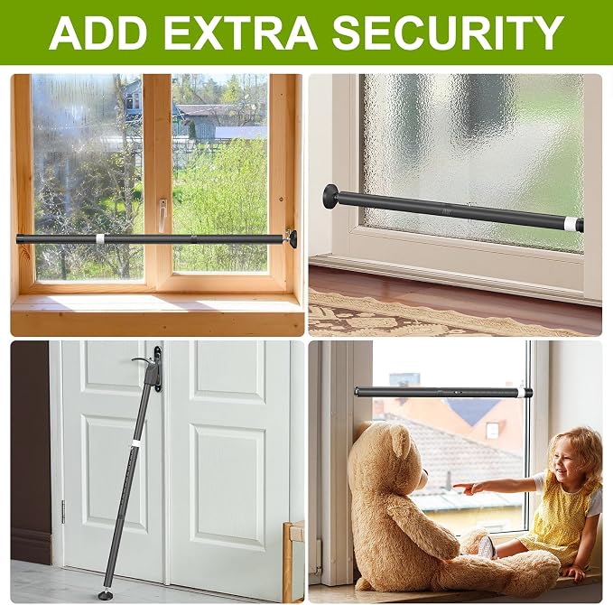 Sliding Glass Door Security Bar, Patio Door Barricade Security Bar, Apartment BarSliding Door Security Bar, Door Jammer, Black, 1 Pack - Image 7