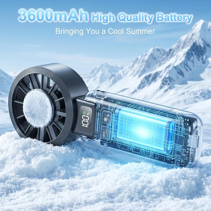 Handheld Portable Fan Ice Cooling 3-in-1 Hand, Desk & Neck Fan | 5-Speed, Independent Switch, Digital Display, Up to 12H Runtime, Foldable Personal Fan for Travel/Concerts/Sport Events/Gifts - Image 6