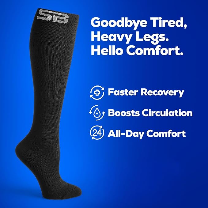 SB SOX Compression Socks for Men & Women (15-20mmHg) | Best Compression Socks for Flying, Medical, Sports, Wide Calf Fit, Pregnancy, and Daily Wear - Image 3