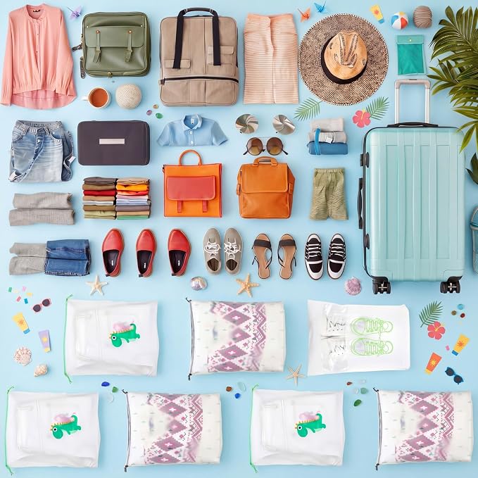 Woanger 8 Pcs Packing Cubes for Travel, Days of The Week Suitcase Organizers with Weekly Stickers, Summer Camp Essentials - Image 5