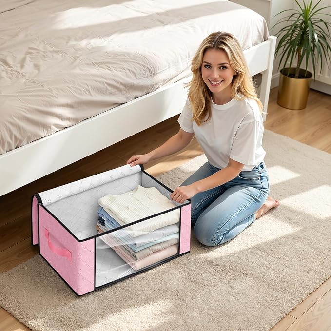 35L Closet Organizers, Foldable Under Bed Storage Containers | Storage Bags with Zippers,Window and Handles for Organizing Bedroom, Closet, Clothing,Organization with Handle - Image 5