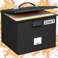 Fire Proof File Box for Documents - Portable Fireproof Document Organizer Box with Handle Waterproof Safe Locking Folder Storage with Lid by ROSONG