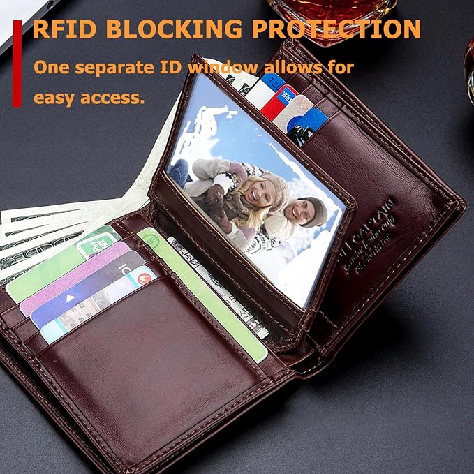 BULLCAPTAIN Large Capacity Genuine Leather Wallet for Men QB-027 | Bifold Wallet,RFID Blocking,Credit Card Holder,15 Card Slots,Special Expandable Design,gift choice - Image 4