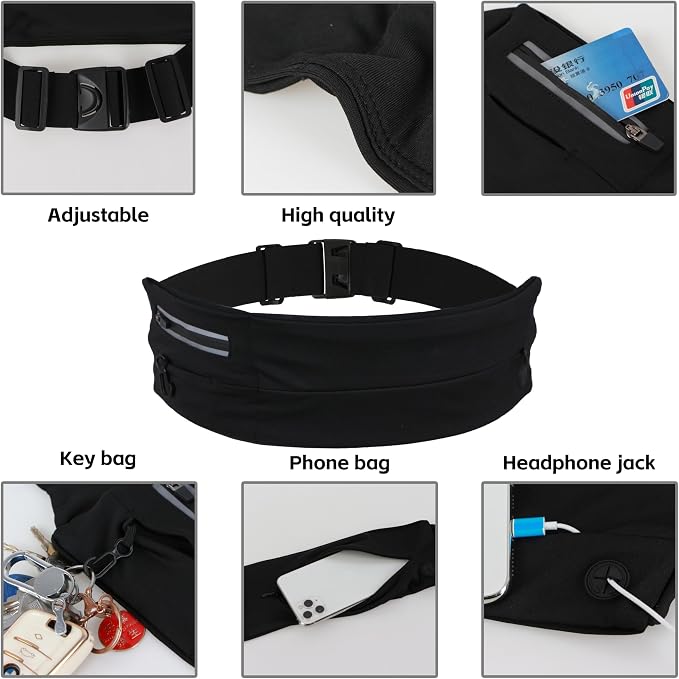 Generic Running Pouch Belt Runner Waist Pack For Women And Men - Runners Hiking Climbing Fanny Pack - Adjustable Running Pouch (3 Pockets) Running Belt With Headbands (Running Belt) - Image 6