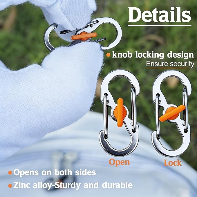 Qivievsa 6+2Pcs Zipper Clips Anti Theft Travel Set,6 Lockable Zipper Clips with 2 Extension Rings,for Backpack locks, Crossbody Bag, Suit for Double/Single Zippers, Anti Pickpocket Zippers Lock-Silver - Image 3