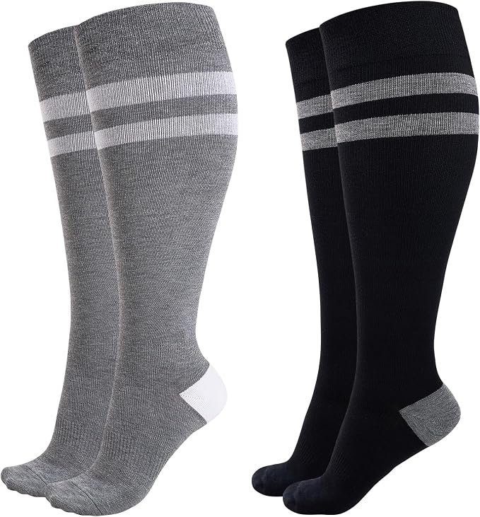 Momcozy Compression Socks for Women Wide Calf, 15-20mmHg Knee High Support Socks for Pregnancy, Nurses, Flying, Travel by Momcozy