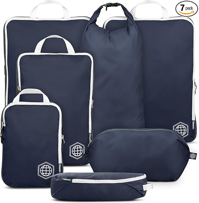 TRIPPED Travel Gear Large Compression Packing Cubes 7-Piece Set for Travel by TRIPPEDTravelGear